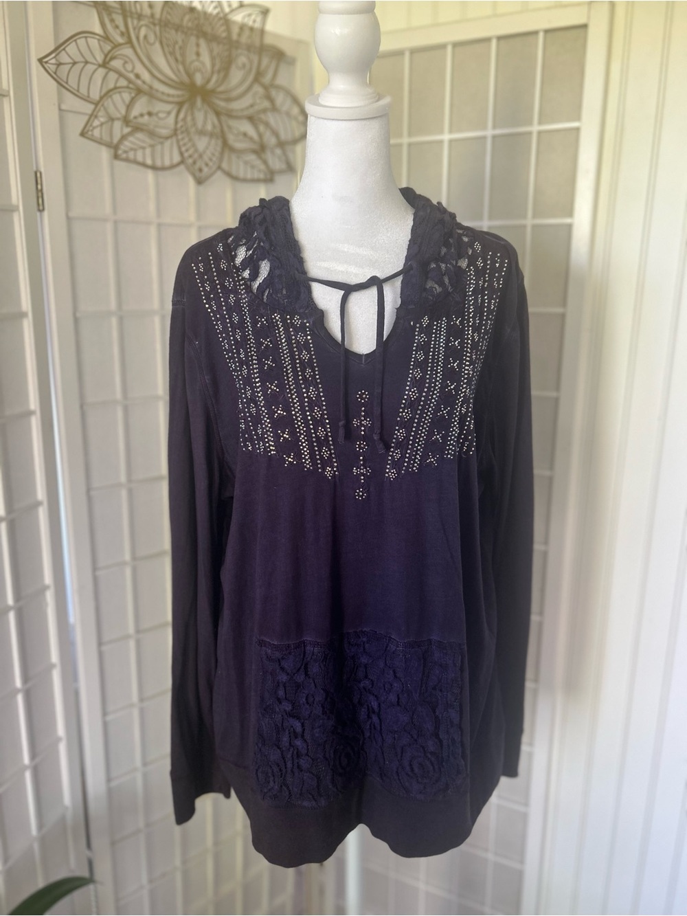 Back in the Saddle Embellished Hoodie Tunic – Women’s XL